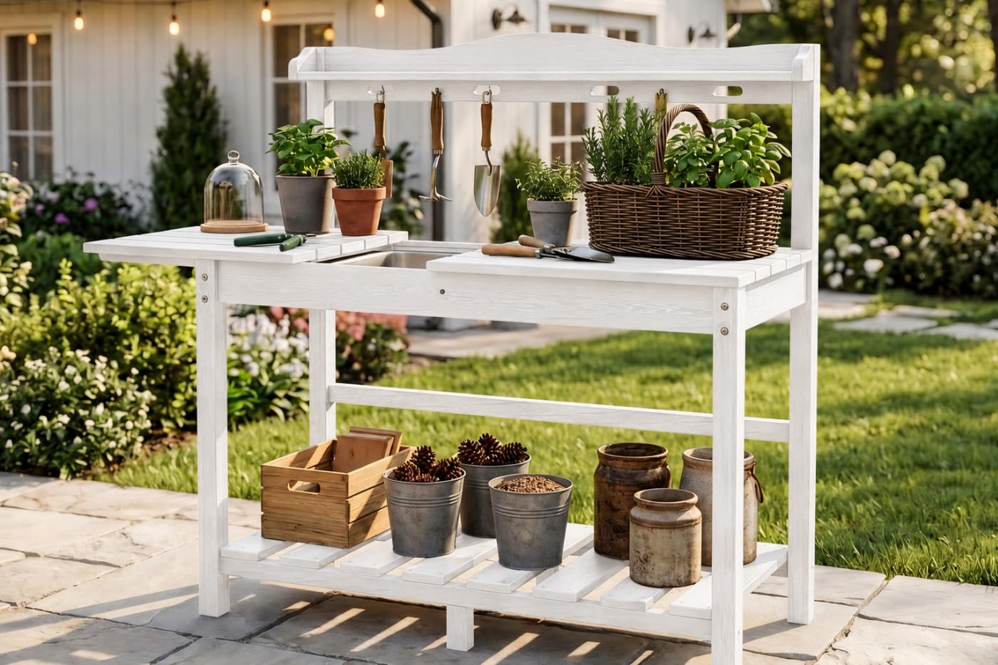 Garden Weather Station - All-Weather HDPE Outdoor Potting Bench with